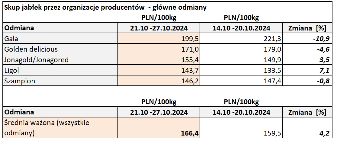 Ceny jabłek 2024