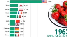 Produkcja truskawek na świecie od 1961 do 2018 roku